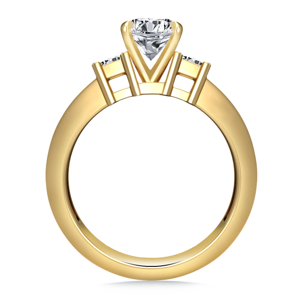PRONG SET PRINCESS ENGAGEMENT RING WITH ACCENTS IN 14K YELLOW GOLD